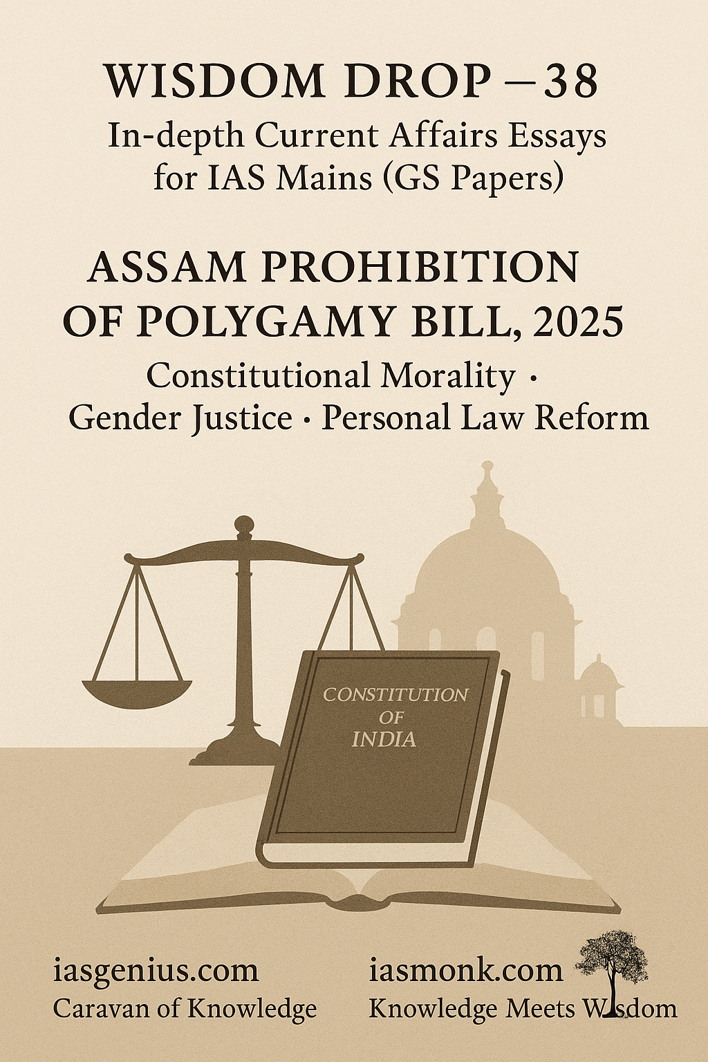 🪶 Wisdom Drop – 38 : Philosophical Reflections : ON Knowledge Drops : Assam Prohibition of Polygamy Bill, 2025: Constitutional Morality, Gender Justice and the Limits of Personal Law: IAS Monk